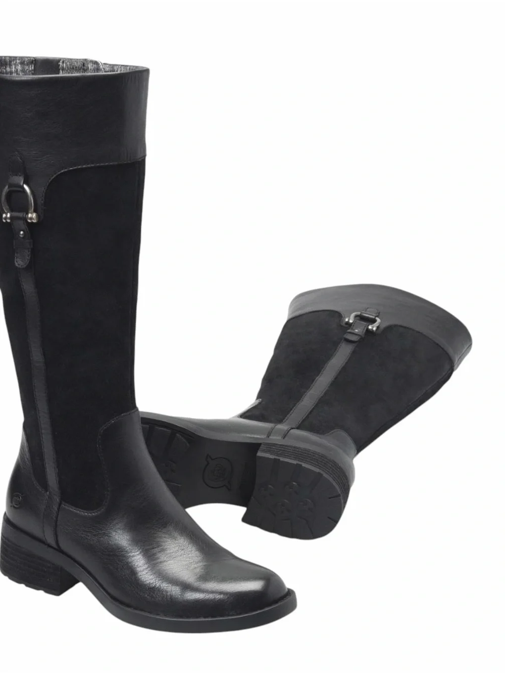 NEW Born Black Suede & Leather Ginger Tall Riding Boots Shoes size 9.5